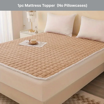 Queen Size Milk Velvet Mattress Pad – Soft Breathable Quilted Mattress Protector Cover