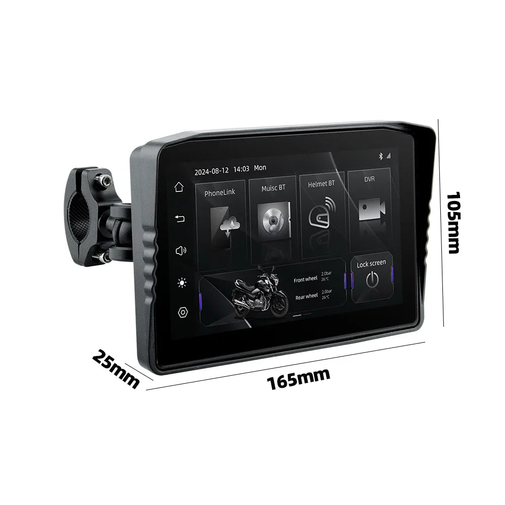 EKIY 6.25" Portable Digital Dashboard with Wireless CarPlay & Android Auto GPS Navigation - Anti-Theft Removable Screen for Motorcycle   2/2