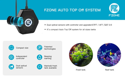 Fzone ATO580 Auto Top Off System – Mini Aquarium Water Pump Controller for Fish Tanks, Saltwater & Freshwater