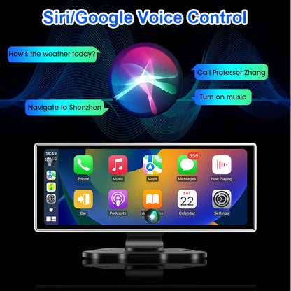 10/11.26" 4K Dash Cam — Dual-Lens Car DVR with Wireless CarPlay, Android Auto, GPS, WiFi, FM & AUX Video Recorder