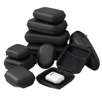 Portable Mini 3C Hard Shell Storage Bag - Artificial Leather Organizer for Earphones, Chargers, Data Cables, and U Disks