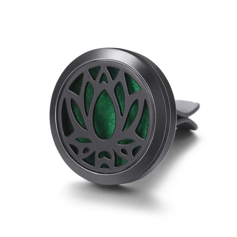 All-Black Tree of Life Car Air Freshener – Stainless Steel Aromatherapy Essential Oil Diffuser Locket Pendant