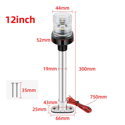 12V/24V LED Boat Navigation Light – 360° Fold Down Marine Signal Anchor Light for Yacht & Sailing