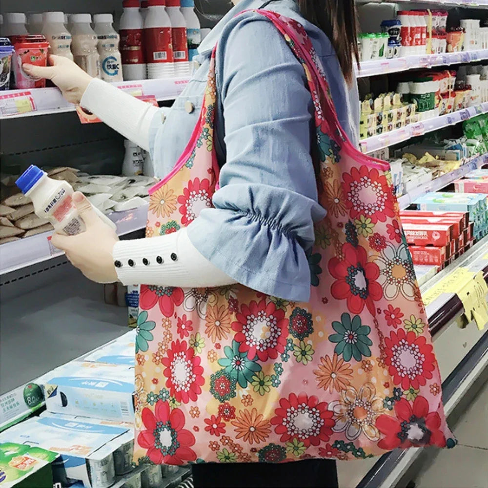Eco-Friendly Foldable Reusable Shopping Bag – Portable Heavy-Duty Tote Shoulder Bag for Grocery, Travel & Daily Storage Fashion Handbag