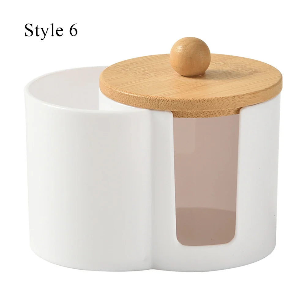 Cotton Round Pad & Powder Puff Holder – Dustproof Portable Makeup Organizer Box for Home, Durable Bathroom Storage Jar