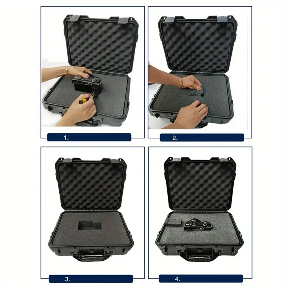 Waterproof Hard Carry Case Toolbox – Pre-Cut Foam Storage Organizer, Impact-Resistant Safety Protector for Hardware