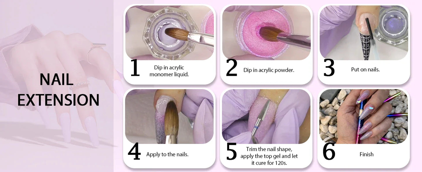 Kolinsky Acrylic Nail Brush — 100% Pure Metal Handle, Sizes 2-18 High-Quality Nail Tool