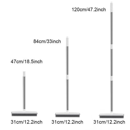 Long Handle Rubber Broom: Pet Hair Remover with Squeegee - Ideal for Fluff Carpet and Hardwood Floors, No Scratch Guarantee