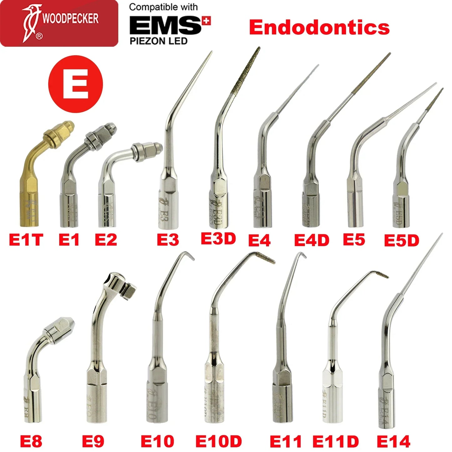 Woodpecker Dental Scaler Tips – Ultrasonic Tooth Cleaning, Endo & Perio Scaling Tips, Fit EMS UDS Scaler Handpiece
