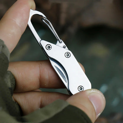 Stainless Steel Mini Folding Knife Keychain – Portable EDC Pocket Multitool for Camping & Outdoor Use