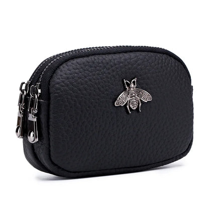 CICICUFF Women's Genuine Leather Coin Purse – Double Zipper Travel Organizer Mini Pouch & Small Wallet