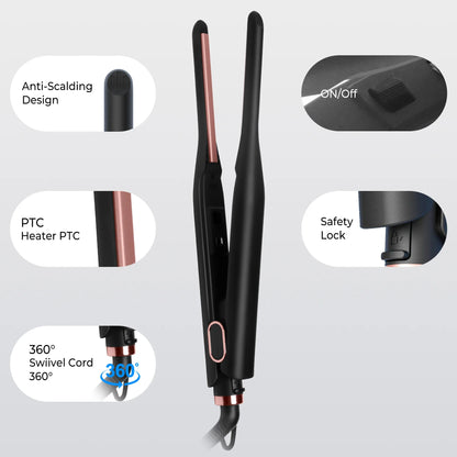 Mini Pencil Flat Iron for Short Hair, Ceramic Hair Straightener, Tiny Straightening Iron, Beard Straightener for Men & Women