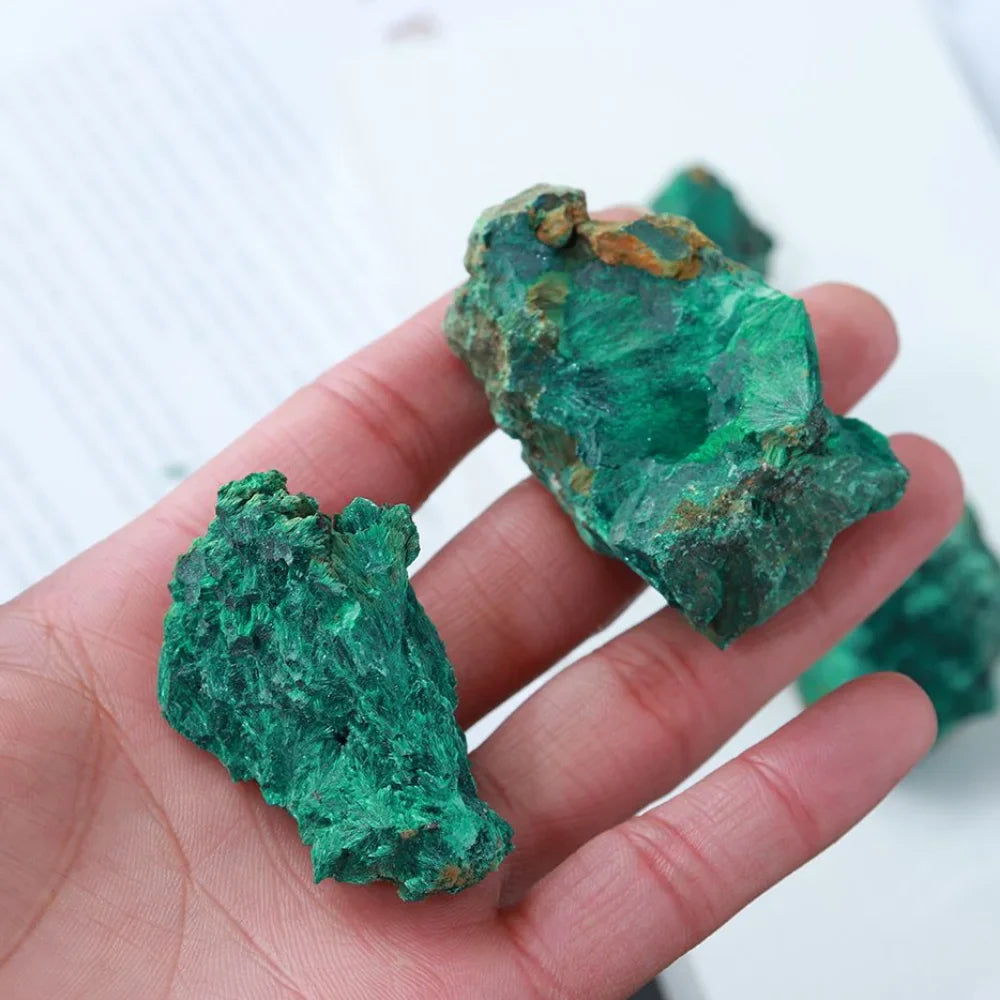 Natural Green Malachite Raw Crystal — Rough Stone Cube Mineral Specimen for Collecting & Home Garden Décor