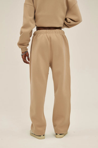 Straight-Lined Solid Color Cashmere Sweatpants – Soft Cozy Lounge Pants