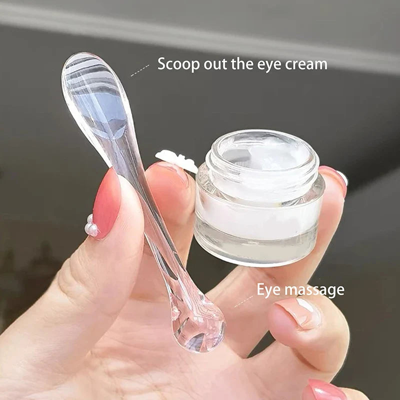 5PCS Transparent Eye Cream Applicator & Massage Roller – Plastic Facial Mask & Skin Care Spatulas