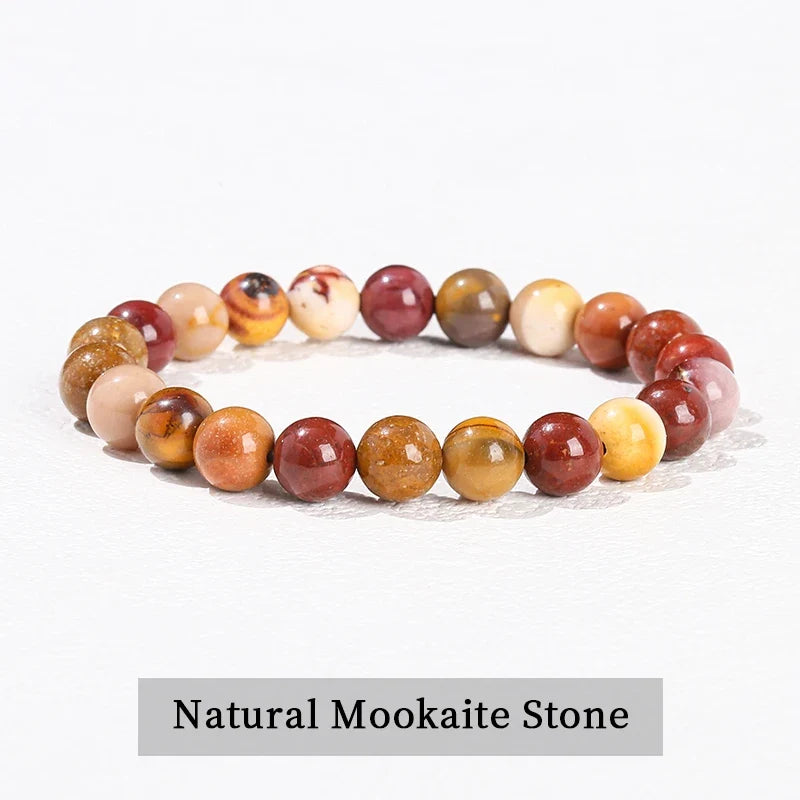 Natural Stone Beaded Bracelet - Obsidian, Fluorite & Quartz Healing Stretch Jewelry for Men & Women