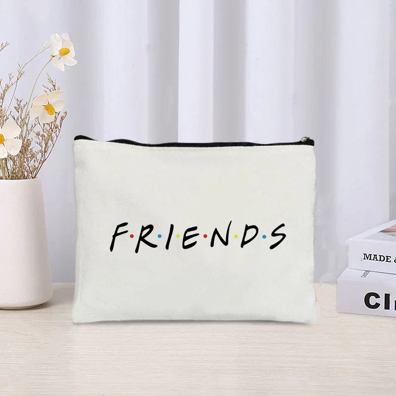 TV Show Friends Makeup Bag for Women - Travel Cosmetic Organizer, Eco-Friendly Canvas Pouch, Kawaii Purse and Pencil Case