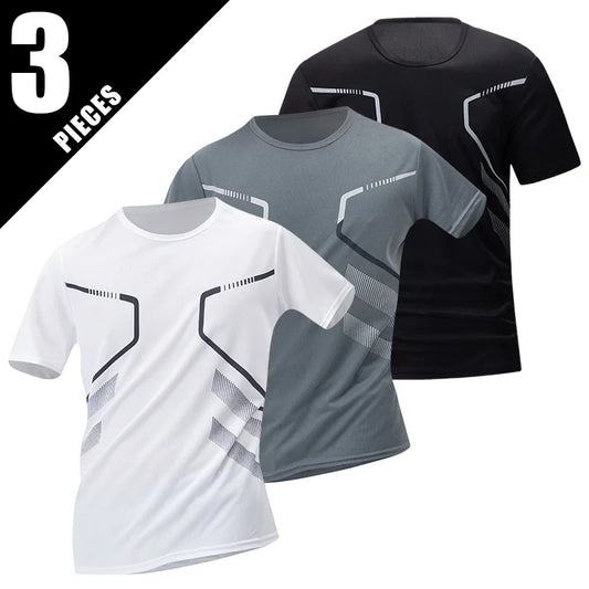 Men’s Summer Printed Quick-Dry T-Shirt – Breathable Loose Fit Short Sleeve Sports Casual Top (Plus Size, 1–4 PCS)