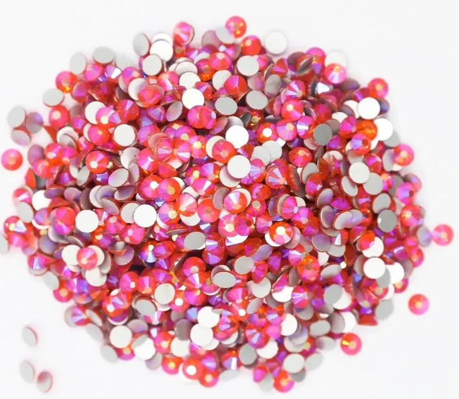Light Pink & Rose 3D Glass Nail Art Rhinestones – SS3-SS30 Crystal Non-Hotfix Nail Decorations for Manicure Design & DIY Nails