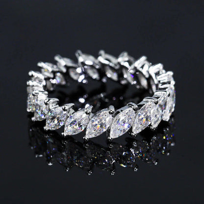 3×6mm Marquise Cut Moissanite Eternity Ring — 925 Sterling Silver Engagement & Wedding Band for Women and Men with GRA Certificate