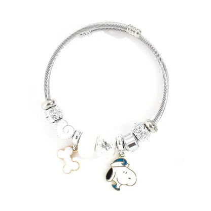 Snoopy Cartoon Bracelet – Adjustable Fashion Wristband for Kids & Adults, Cute Jewelry Gift