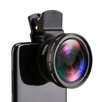 2 IN 1 Universal Clip Mobile Phone Lens - Professional 0.45x Super Wide-Angle + Macro HD Lens - Compatible with iPhone & Android (37mm)