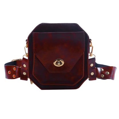 Punk Retro PU Waist Bag – Small Square Casual Crossbody Hip Pack for Women, Multi-Function Outdoor Leg Phone Pouch