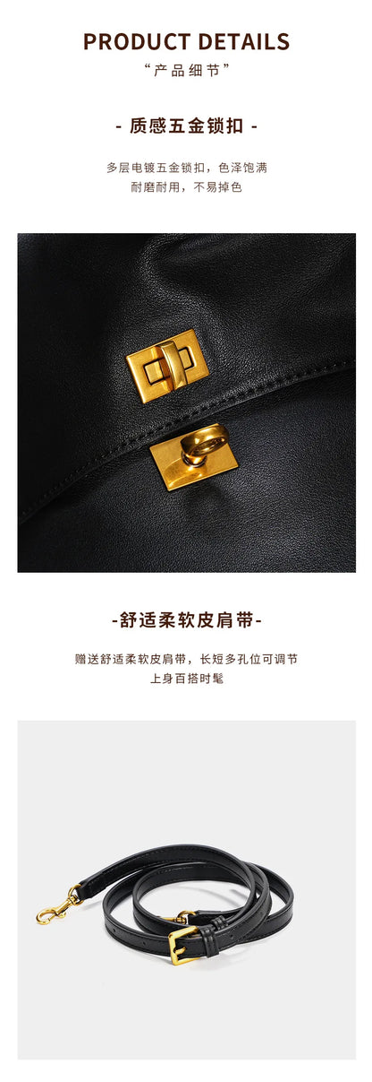 New Rodeobag Leather Kelly Bag — Women’s Large Capacity Fashion Handbag with Advanced Lock, High-End Underarm Bag