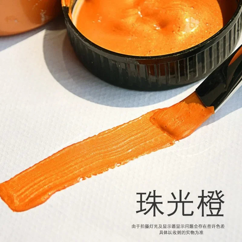 60/100ml Golden Acrylic Paint – Metal Pearlescent Waterproof Non-Fading Gypsum Glue for DIY Hand Painting