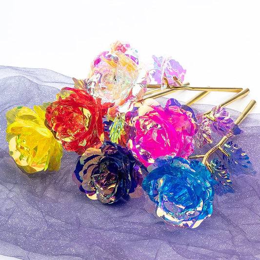 10PCS 24K Foil Plated Rose Gold Roses – Valentine’s Day, Wedding & Forever Love Decorative Gift