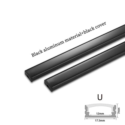 LED Aluminum Profile Channel - Black U/V Shape Housing Cover for 8-12mm Light Strips