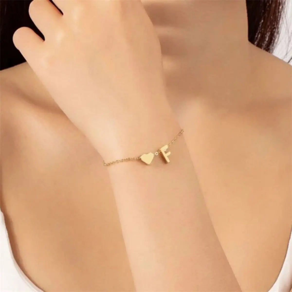 26 Letters Personalized Heart Bracelet - Custom Initial Name Jewelry for Girls & Women, Anniversary Gift