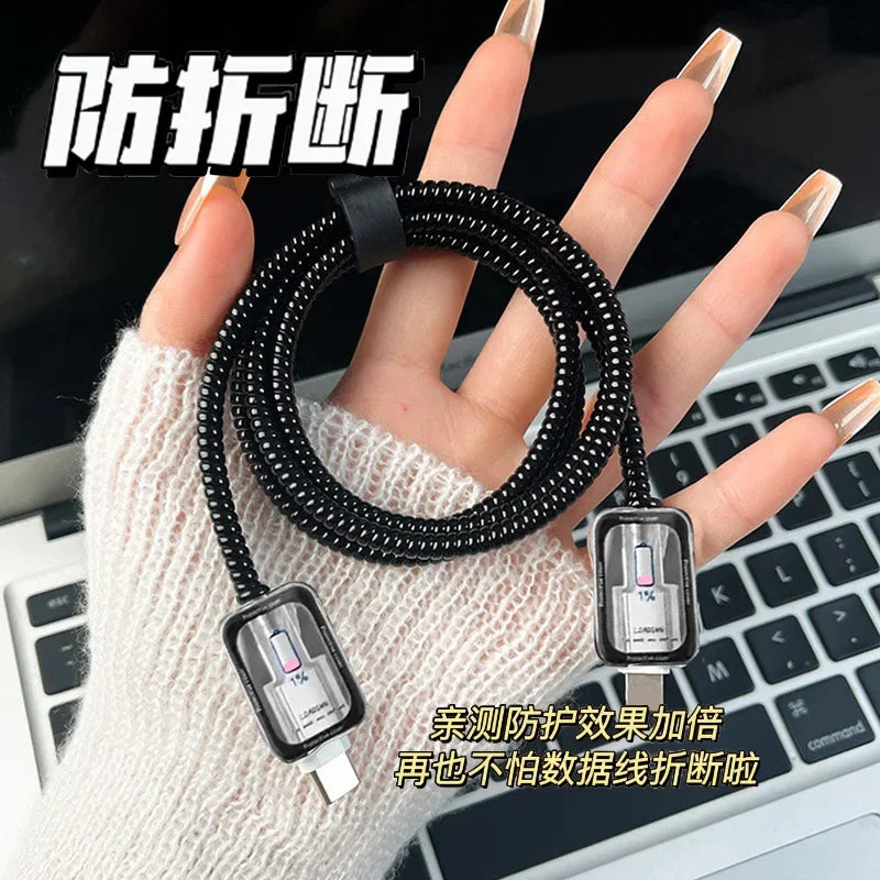 Charger Protector Case for iPhone 12/13/14/15 Pro Max – USB Cable Cover and Data Cord Winder Wrap