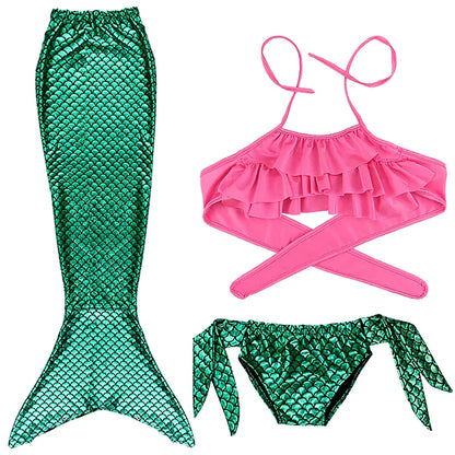 Cosplay Mermaid Tail Costume for Kids — Elastic Swimwear for Girls, Quick-Dry Swimming & Party Use