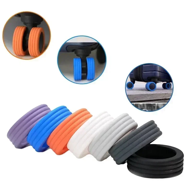 Silicone Caster Wheel Protectors for Luggage - Travel Suitcase Noise-Reducing Wheel Guards, Accessory Covers