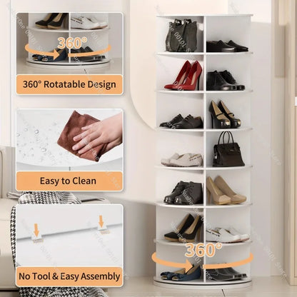 Rotating Multi-Layer Shoe Rack – Floor-to-Ceiling Shoe Cabinet & Bag Display Organizer with 360° Rotation