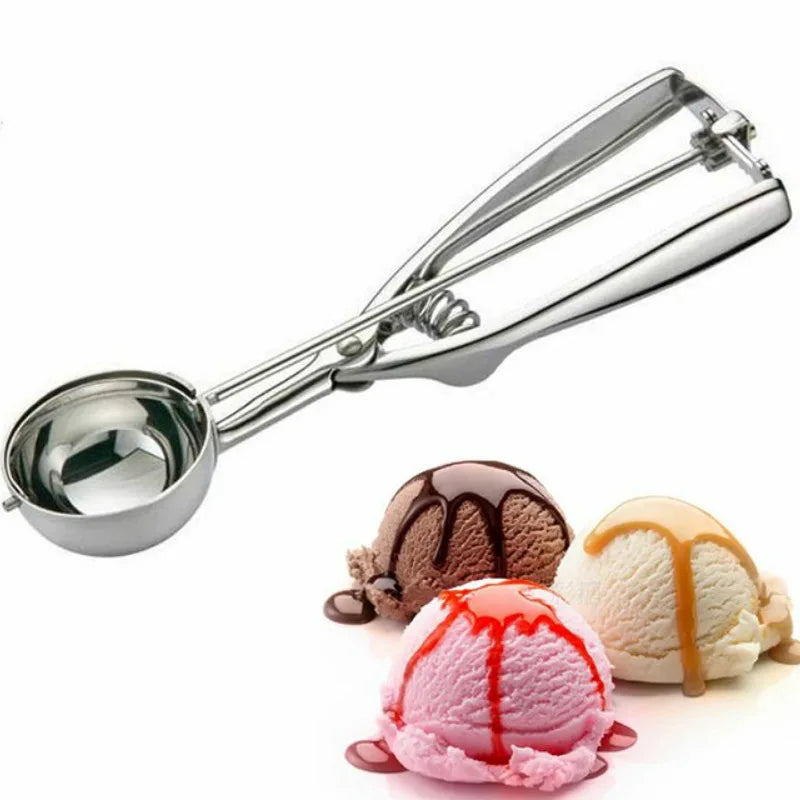 Multi-Style Stainless Steel Ice Cream Scoop Ball Digger – Ice Cube Mold & Kitchen Tool for Easy Release and Home Use