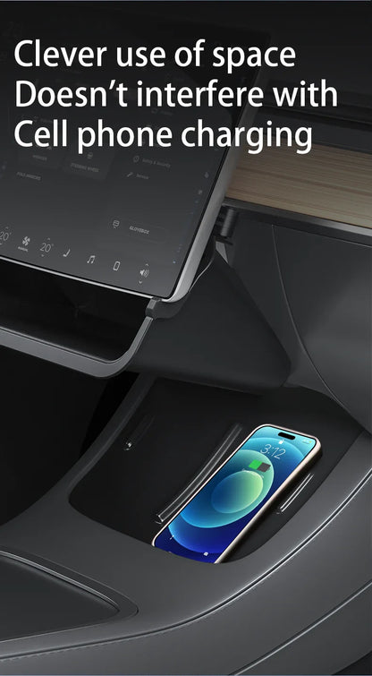 Herval Under-Screen Storage Tray for Tesla Model Y/3 2021-2025 Highland – Hidden Anti-Slip Storage Box