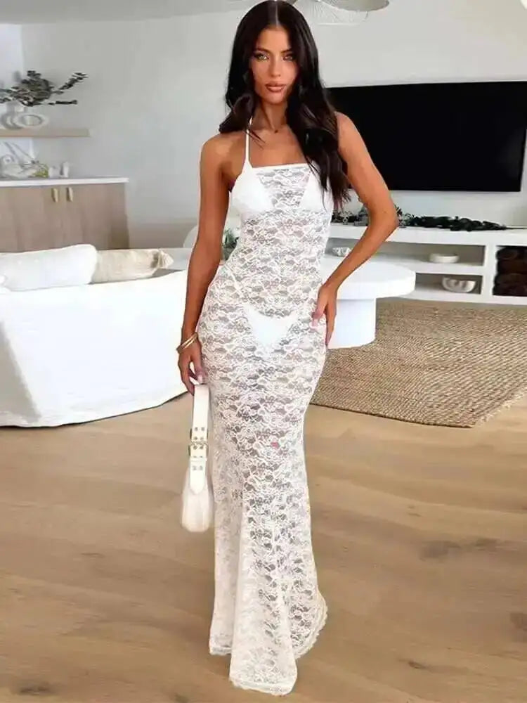 Avrilyaan Women’s 2-Piece Lace Set – Strapless Crop Top & Midi Skirt, Sexy Party Outfit Summer 2024 Fashion Elegant Clubwear Set