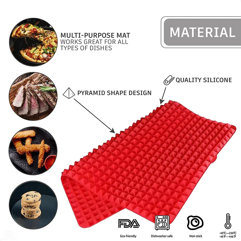 Silicone Cooking Mat – Heat-Resistant Pyramid Baking Sheet for Pizza, BBQ, Grilling & Roasting