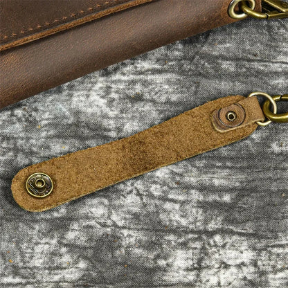 Men's Genuine Leather Short Wallet with Chain – Zipper Clutch, Trifold Purse, Card Holder & Coin Purse for Men