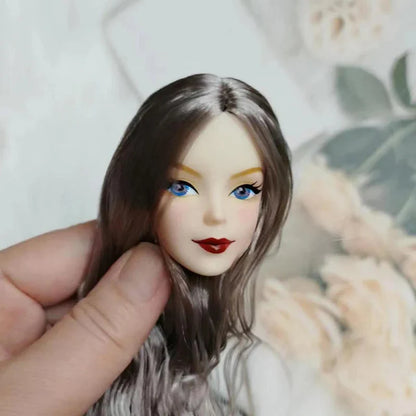 30cm Lady Doll Head – Big Wavy Curly Hair, 1/6 Dress-Up Accessory for Girls DIY Toys