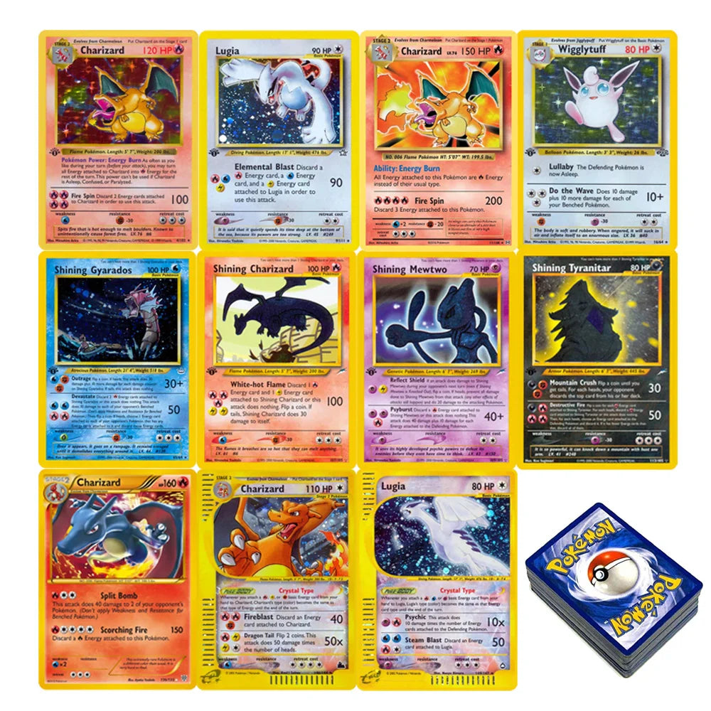 1996 Pokémon 1st Edition Base Set Flash Cards – Shining Charizard, Lugia, Wigglytuff Collection, PTCG Proxy Cards