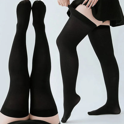 Sexy Black & White Solid Color Over-The-Knee Long Socks – Thigh-High Warm Stockings for Women & Girls