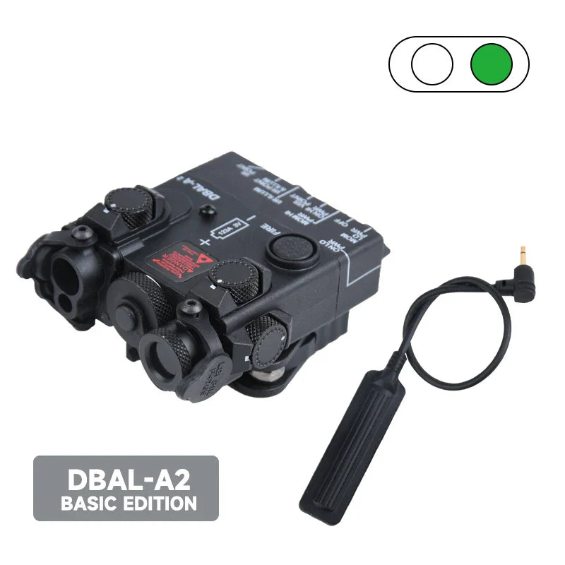 DBAL A2 Tactical Aiming Device – M300/M600 Flashlight, Red/Blue/Green Optics, 20mm Rail Mount Airsoft Accessory