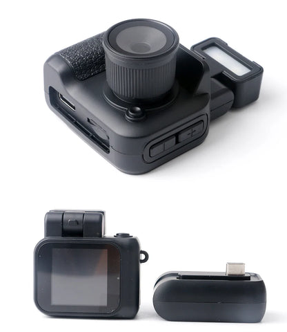 Y4000 Monoreflex Mini Camera 1080P Portable Video Recorder with Flash Lamp, Battery Dock & LCD Screen