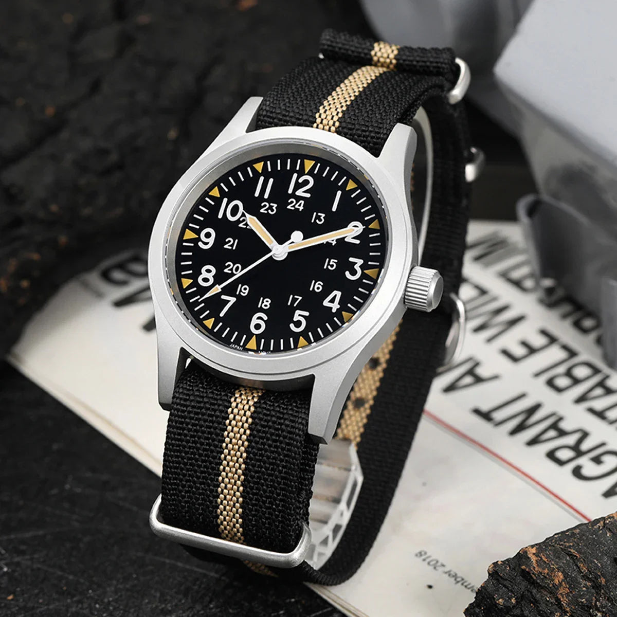 Militado ML05 Vintage Quartz Watch 38mm with VH31 Movement, Domed Sapphire Crystal, AR Coating & Luminous Dial