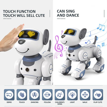 2-in-1 Intelligent Remote Control Robot Dog – Programmable Stunt & Voice Command Toy with Touch & Music for Kids