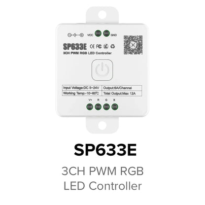 SP630E All-in-One LED Controller 5CH PWM SPI, RGB/RGBW/CCT Music Sync Bluetooth, Compatible with WS2812B WS2811 SK6812 FCOB 5050 5V–24V LED Strip