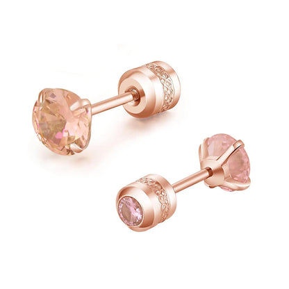 Medical Stainless Steel Zircon Ear Stud Earrings – Hypoallergenic Crystal Cartilage & Tragus Piercing Jewelry with Screw Back